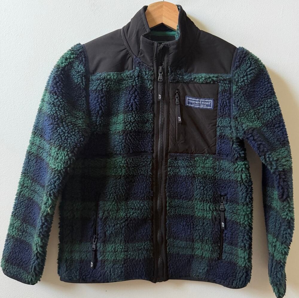 Vineyard Vines Blackwatch supershep full-zip sherpa fleece youth size S (8-10)